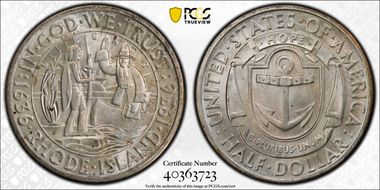 1936-D 50C Rhode Island MS65+