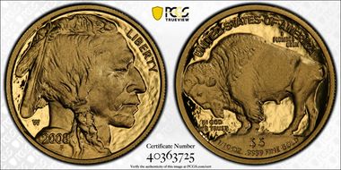 2008-W $5 American Buffalo .9999 Fine Gold PR70DCAM