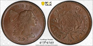 1795 1C Lettered Edge MS65BN