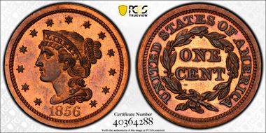 1856 1C Slanted 5 PR66RB