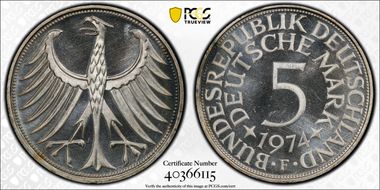 1974-F 5 Mk Regular Issue J-387 MS67