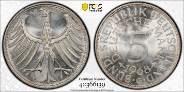 1968-G 5 Mk Regular Issue MS65