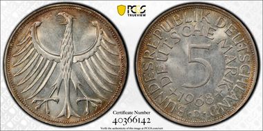 1968-D 5 Mk Regular Issue MS63