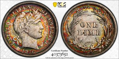 1916-S 10C Barber XF45+