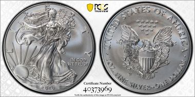 2020-W $1 Burnished Silver Eagle SP70