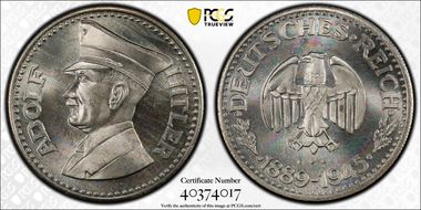 "1945" (1989) Medal C-407 Modern Fantasy Silvered Brass MS65