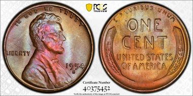 1954-S 1C MS66BN