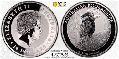 2014-P $10 Kookaburra 10oz MS68