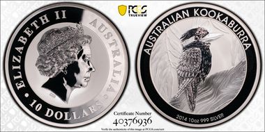 2014-P $10 Kookaburra 10oz MS69