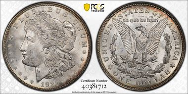 1921-D $1 VAM 3A Wing Dot MS65