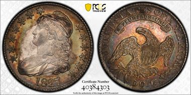 1827 50C Square Base 2 AU53