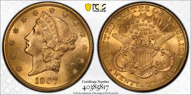 1907 $20 Liberty MS63