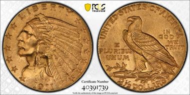 1911-D $2.50 Strong D MS65