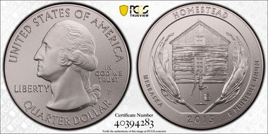2015-P 25C Homestead NP 5 oz Silver SP69