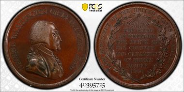 1800 Medal GW-81 Copper The Hero of Freedom MS63BN