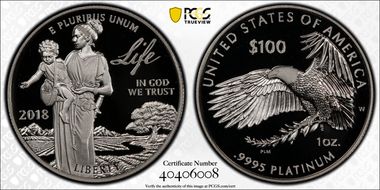 2018-W $100 Platinum Eagle - Life PR69DCAM