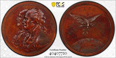 "1783" AE Medal Betts-617, Treaty of Paris MS62BN