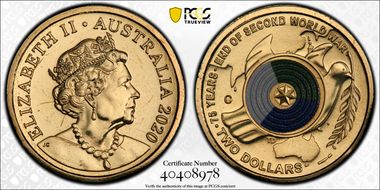 2020-C $2 75th Ann End of WWII Colorized MS68