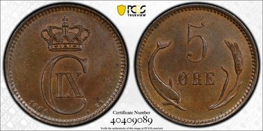 1884 CS 5 Øre MS64BN