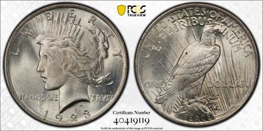 1923 $1 VAM 1G, Tiara Die Gouge MS65