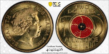 2018 $2 Armistice Centenary Colorized MS66
