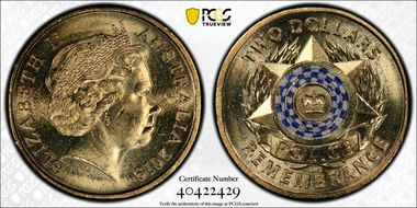 2019 $2 Police Remembrance Colorized MS65