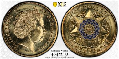 2019 $2 Police Remembrance Colorized MS67