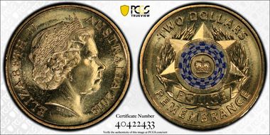 2019 $2 Police Remembrance Colorized MS67