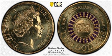 2013 $2 Coronation Colorized MS66