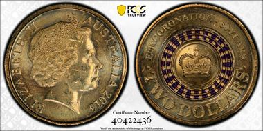 2013 $2 Coronation Colorized MS65