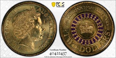 2013 $2 Coronation Colorized MS65