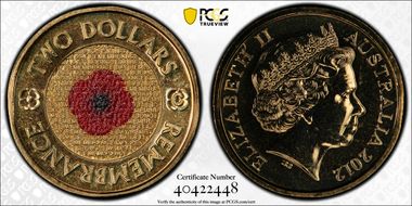 2012-C $2 Remembrance Day Colorized MS67