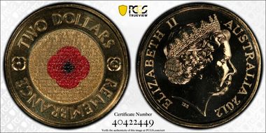 2012-C $2 Remembrance Day Colorized MS68