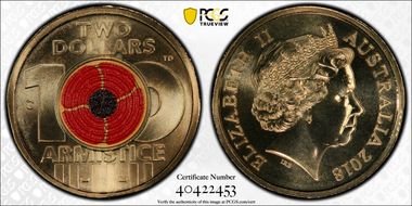 2018-C $2 Armistice Centenary Colorized MS69