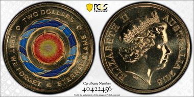 2018-C $2 Lest We Forget Eternal Flame Colorized MS69