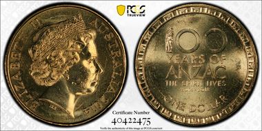 2014 $1 100 Years of Anzac MS66