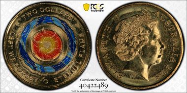 2018 $2 Lest We Forget Eternal Flame Colorized MS65