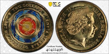 2018 $2 Lest We Forget Eternal Flame Colorized MS65