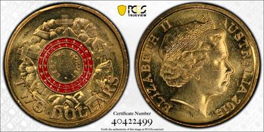 2015 $2 Lest We Forget Colorized MS65