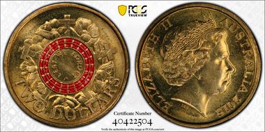 2015 $2 Lest We Forget Colorized MS65