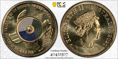 2020 $2 75th Ann End of WWII Colorized MS66