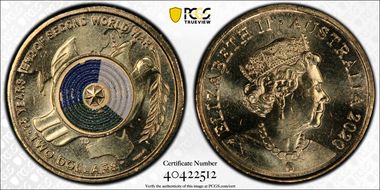 2020 $2 75th Ann End of WWII Colorized MS66