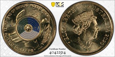 2020 $2 75th Ann End of WWII Colorized MS66