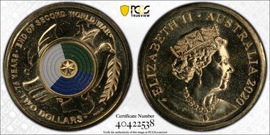 2020-C $2 75th Ann End of WWII Colorized MS67