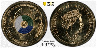 2020-C $2 75th Ann End of WWII Colorized MS67