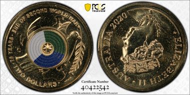 2020-C $2 75th Ann End of WWII Colorized MS67