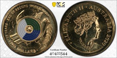 2020-C $2 75th Ann End of WWII Colorized MS67