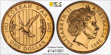 2003-C $1 Korean War Counterstamp MS68