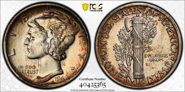 1941-S 10C MS67+ FB PL