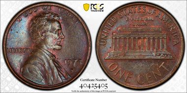 1974-S 1C AU58BN